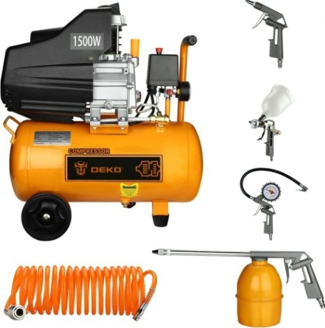 Компрессор поршневой DEKO DKAC24 + набор пневмоинструмента dksg05 (5 предметов) [065-1021]