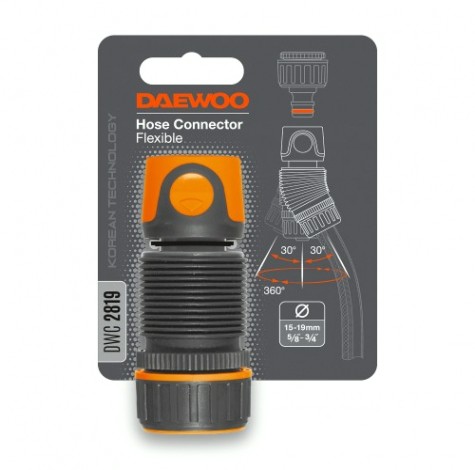 Коннектор DAEWOO DWC 2819 гибкий для шланга 15-19 мм (5/8”-3/4”) Коннектор DAEWOO DWC 2819 гибкий для шланга 15-19 мм (5/8”-3/4”)