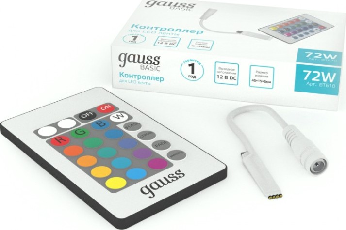 Контроллер GAUSS BT610 rgb basic для ленты led 12v 72w