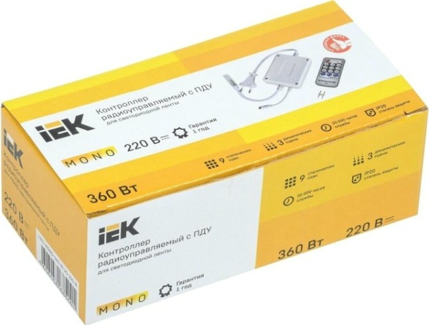 Контроллер с ПДУ IEK ИК MONO 1 канал 220В 3А 360Вт [LSC1-MONO-360-IR-20-220-B]