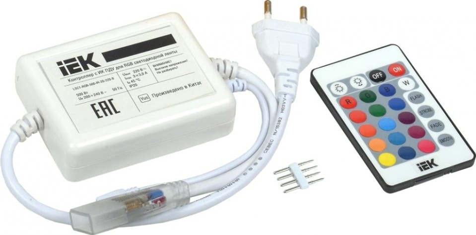 Контроллер с ПДУ IEK ИК RGB 3 канала 220В 3А 500Вт [LSC1-RGB-500-IR-20-220-B]