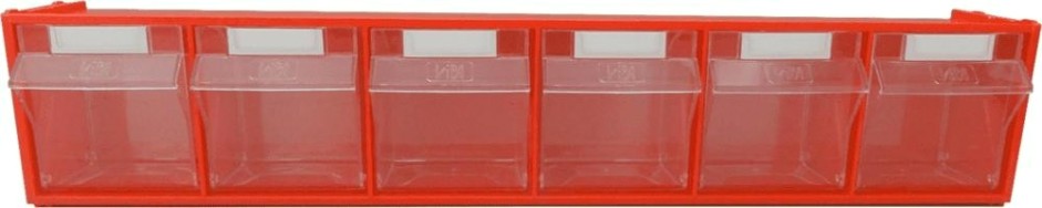 Короб откидной СТЕЛЛА-ТЕХНИК -102 красный/прозрачный, 6 ячеек, кассета 600х94х112 мм [СТЕЛЛА-102]