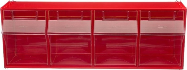 Короб откидной СТЕЛЛА-ТЕХНИК -104 красный/прозр., 4 ячейки, кассета 600х177х206 мм [СТЕЛЛА-104]
