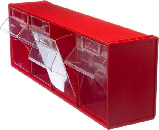 Короб откидной СТЕЛЛА-ТЕХНИК -104 красный/прозр., 4 ячейки, кассета 600х177х206 мм [СТЕЛЛА-104]