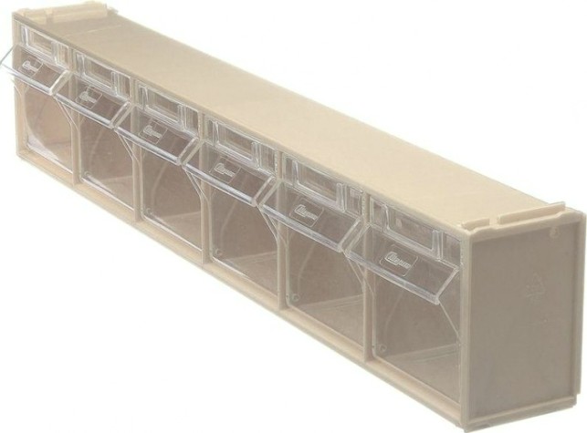 Короб откидной СТЕЛЛА-ТЕХНИК 600х96х112мм, 6 ячеек, бежевый, прозрачный [F-600-6-B]