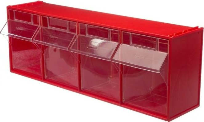 Короб откидной СТЕЛЛА-ТЕХНИК F-600-4 600х178х206мм, 4 ячейки, красный, прозрачный Короб откидной СТЕЛЛА-ТЕХНИК F-600-4 600х178х206мм, 4 ячейки, красный, прозрачный