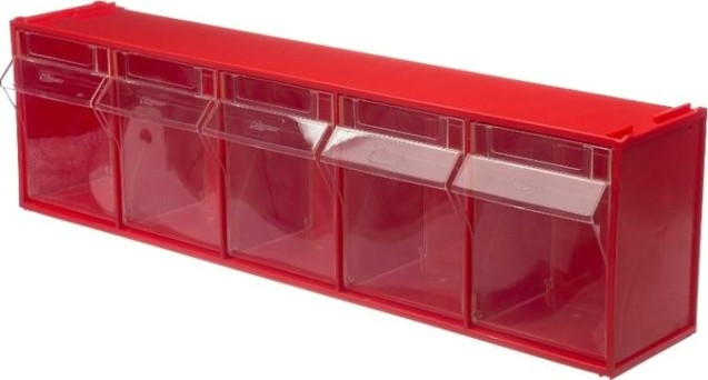 Короб откидной СТЕЛЛА-ТЕХНИК F-600-5 600х140х168мм, 5 ячеек, красный, прозрачный Короб откидной СТЕЛЛА-ТЕХНИК F-600-5 600х140х168мм, 5 ячеек, красный, прозрачный
