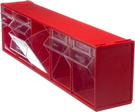 Короб откидной СТЕЛЛА-ТЕХНИК F-600-5 600х140х168мм, 5 ячеек, красный, прозрачный
