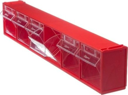 Короб откидной СТЕЛЛА-ТЕХНИК F-600-6 600х96х112мм, 6 ячеек, красный, прозрачный