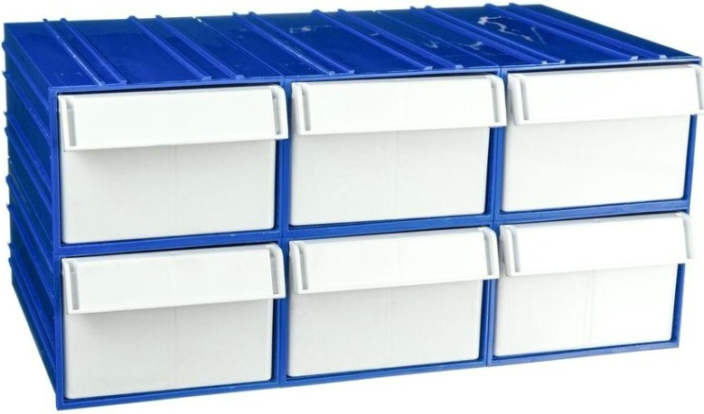 Короб откидной СТЕЛЛА-ТЕХНИК пластиковый 140х250х100мм, комплект 6 штук [C-2-К6-синий-белый]