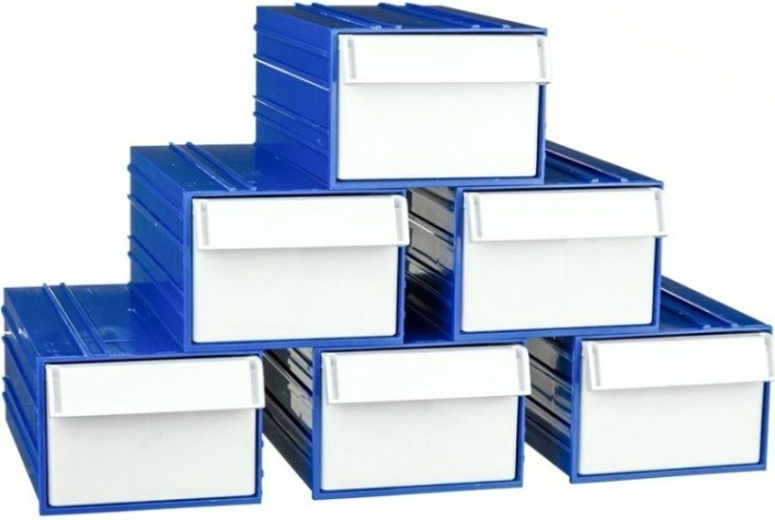 Короб откидной СТЕЛЛА-ТЕХНИК пластиковый 140х250х100мм, комплект 6 штук [C-2-К6-синий-белый]