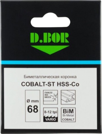 Коронка биметаллическая D.BOR COBALT-ST 68 мм (m42) мелкий зуб [D-HS-BIM-ST-38-068]