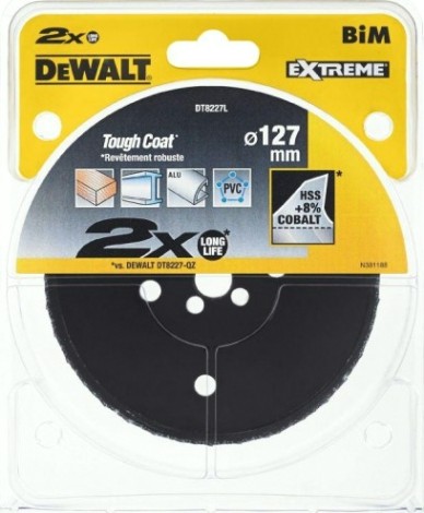 Коронка биметаллическая DeWALT COBALT 127 мм DT8227L-QZ [DT8227L-QZ]