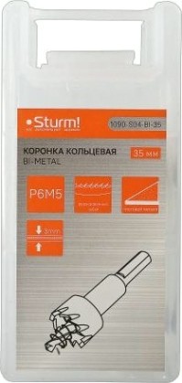 Коронка биметаллическая Sturm 1090-S04-BI-35 с центрирующим сверлом Коронка биметаллическая Sturm 1090-S04-BI-35 с центрирующим сверлом