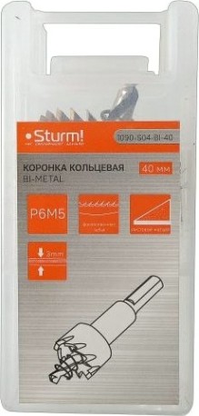 Коронка биметаллическая Sturm 1090-S04-BI-40 с центрирующим сверлом Коронка биметаллическая Sturm 1090-S04-BI-40 с центрирующим сверлом