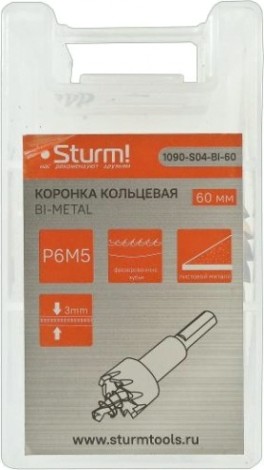 Коронка биметаллическая Sturm 1090-S04-BI-60 с центрирующим сверлом Коронка биметаллическая Sturm 1090-S04-BI-60 с центрирующим сверлом
