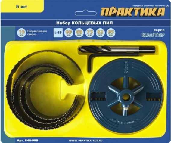 Коронка по дереву ПРАКТИКА 1,5", 60/67/74/81/95 мм, серия Мастер [640-988]