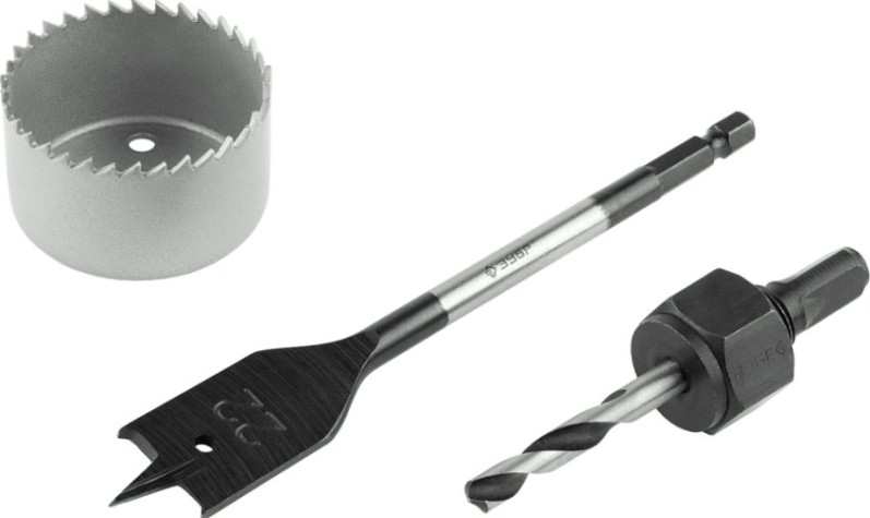 Коронка по дереву ЗУБР ЭКСПЕРТ 48 мм, набор для врезки замков [2954-48-H3_z01]