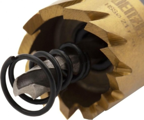 Коронка универсальная Denzel HSS, 21 мм по металлу нитридтитановое покрытие [724102]