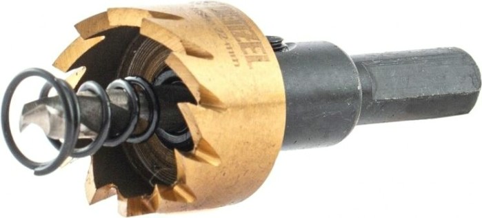 Коронка универсальная Denzel HSS, 22 мм по металлу нитридтитановое покрытие [724103]