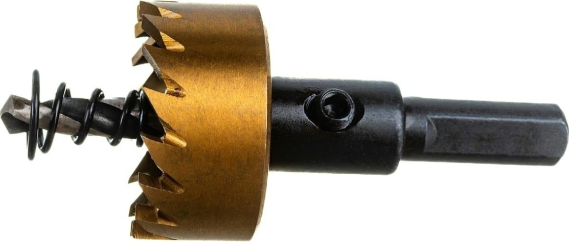 Коронка универсальная Denzel HSS, 28 мм по металлу нитридтитановое покрытие [724106]