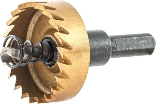 Коронка универсальная Denzel HSS, 35 мм по металлу нитридтитановое покрытие [724110]