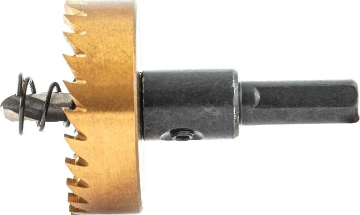 Коронка универсальная Denzel HSS, 42 мм по металлу нитридтитановое покрытие [724114]