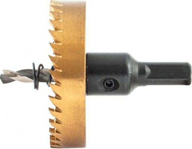 Коронка универсальная Denzel HSS, 60 мм по металлу нитридтитановое покрытие [724119]