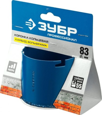 Коронка универсальная ЗУБР ПРОФЕССИОНАЛ c карбид-вольфрамовым нанесением, 83 мм [33350-83_z01]