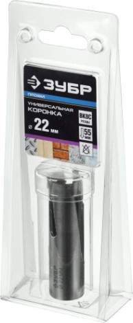 Коронка универсальная ЗУБР ПРОФЕССИОНАЛ проуниверсал 22 мм, с твердосплавными резцами [29514-22]