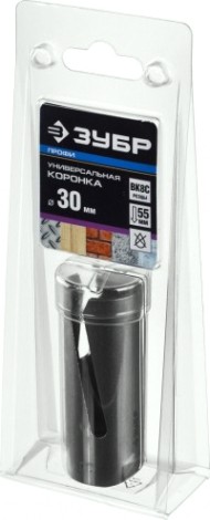 Коронка универсальная ЗУБР ПРОФЕССИОНАЛ проуниверсал 30 мм, с твердосплавными резцами [29514-30]