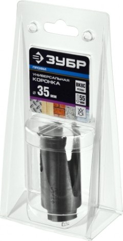 Коронка универсальная ЗУБР ПРОФЕССИОНАЛ проуниверсал 35 мм, с твердосплавными резцами [29514-35]