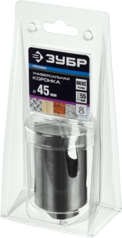 Коронка универсальная ЗУБР ПРОФЕССИОНАЛ проуниверсал 45 мм, с твердосплавными резцами [29514-45]