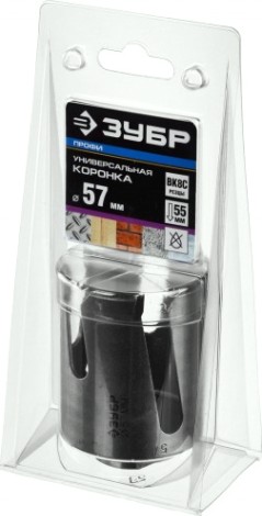 Коронка универсальная ЗУБР ПРОФЕССИОНАЛ проуниверсал 57 мм, с твердосплавными резцами [29514-57]
