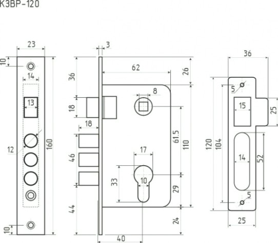 Корпус замка врезного НОРА-М 120 "Черный" [19100]