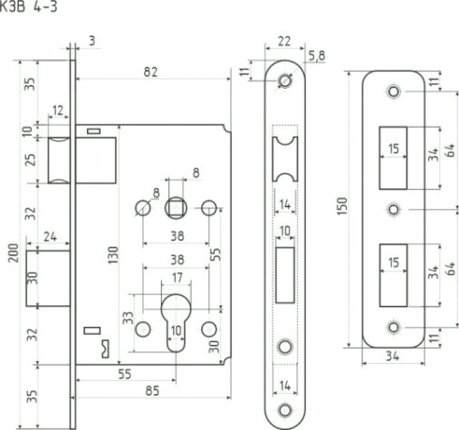 Корпус замка врезного НОРА-М 4-3 "Черный" [19099]