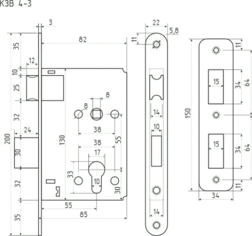 Корпус замка врезного НОРА-М 4-3 "Хром" [9771]