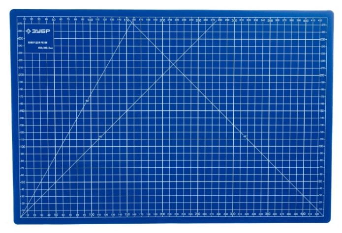 Коврик непрорезаемый ЗУБР ЭКСПЕРТ 3мм, цвет синий, 450х300 мм [09902]