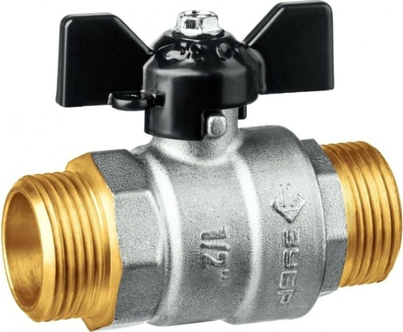 Кран шаровой ЗУБР 1/2" "папа-папа", бабочка 51327-1/2 [51327-1/2]