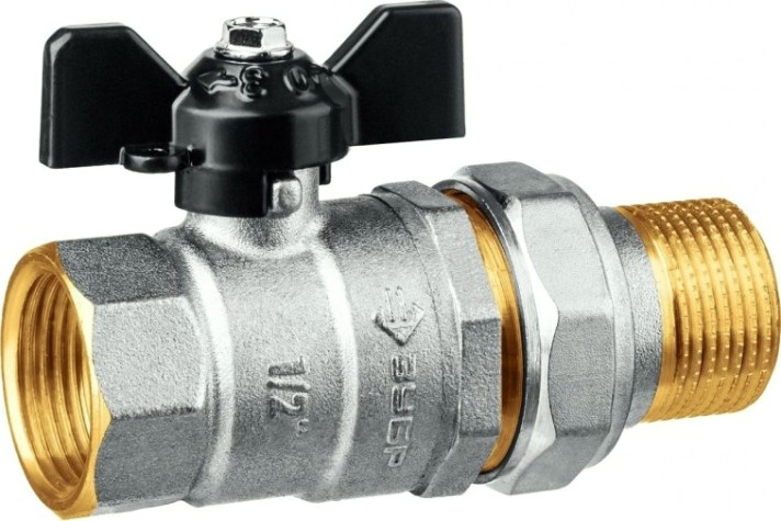 Кран шаровой ЗУБР 1/2" с накидной гайкой "мама-папа", бабочка 51321-1/2 [51321-1/2]
