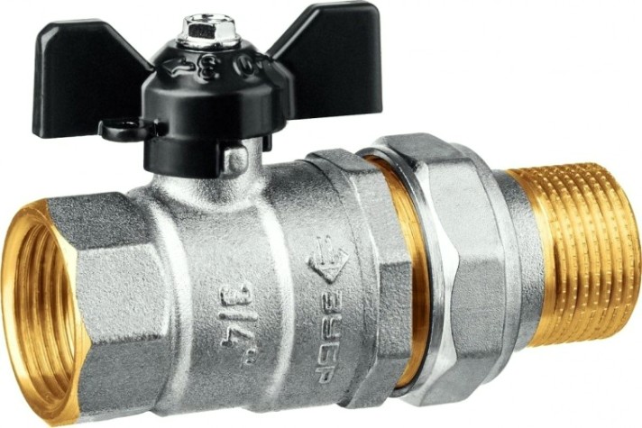 Кран шаровой ЗУБР 3/4" с накидной гайкой "мама-папа", бабочка 51321-3/4 [51321-3/4]