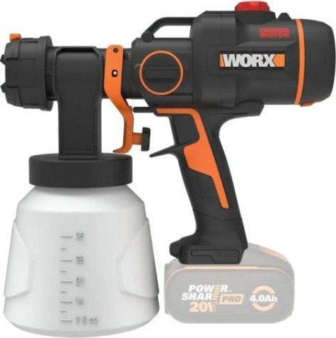 Краскопульт аккумуляторный Worx WX020.9 без АКБ и ЗУ бесщеточный [WX020.9]