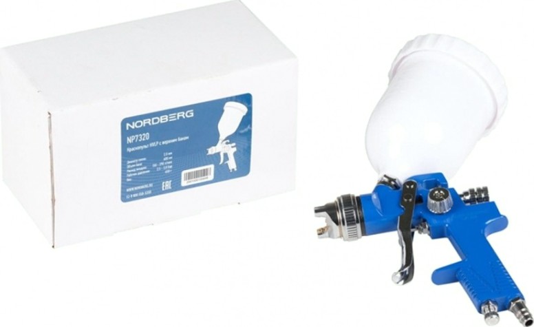 Краскопульт пневматический NORDBERG NP7320 HVLP с верхним баком, сопло 2,0 мм [ЦБ-00011965]