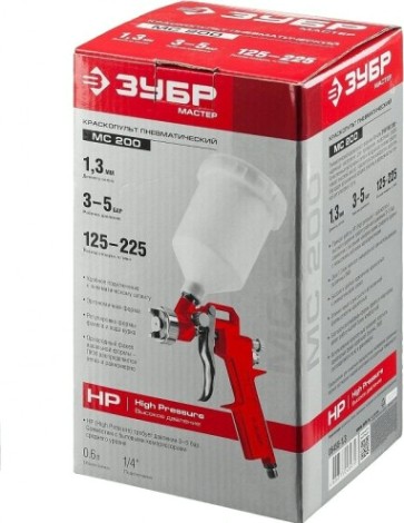 Краскопульт пневматический ЗУБР МС 200 Мастер с верхним бачком, 1,3мм [06455-1.3]