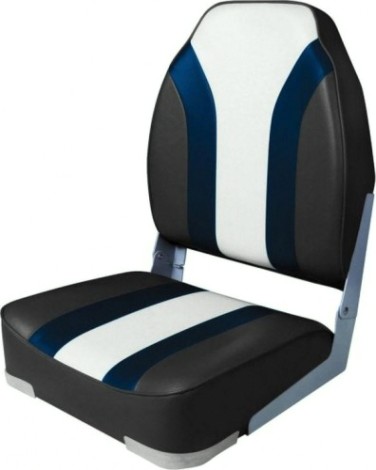 Кресло складное с мягкими накладками SKIPPER угольный/синий/белый (пластик) [SK75107CBW]