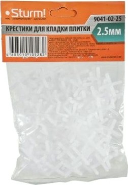 Крестики для плитки Sturm 9041-02-25 2,5мм, 200шт. Крестики для плитки Sturm 9041-02-25 2,5мм, 200шт.
