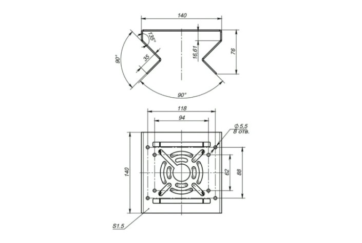 Кронштейн REXANT 28-4011 универсальный для видеокамер на столб/угол, серый