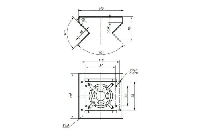 Кронштейн REXANT 28-4012 универсальный для видеокамер на столб/угол, черный