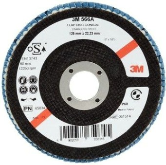 Круг лепестковый 3M 566A торцевой конический p60, 125 мм х 22 мм, №65034 [7000104459]