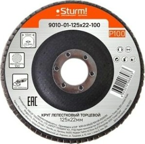 Круг лепестковый Sturm 9010-01-125x22-100 125х22, p100 Круг лепестковый Sturm 9010-01-125x22-100 125х22, p100